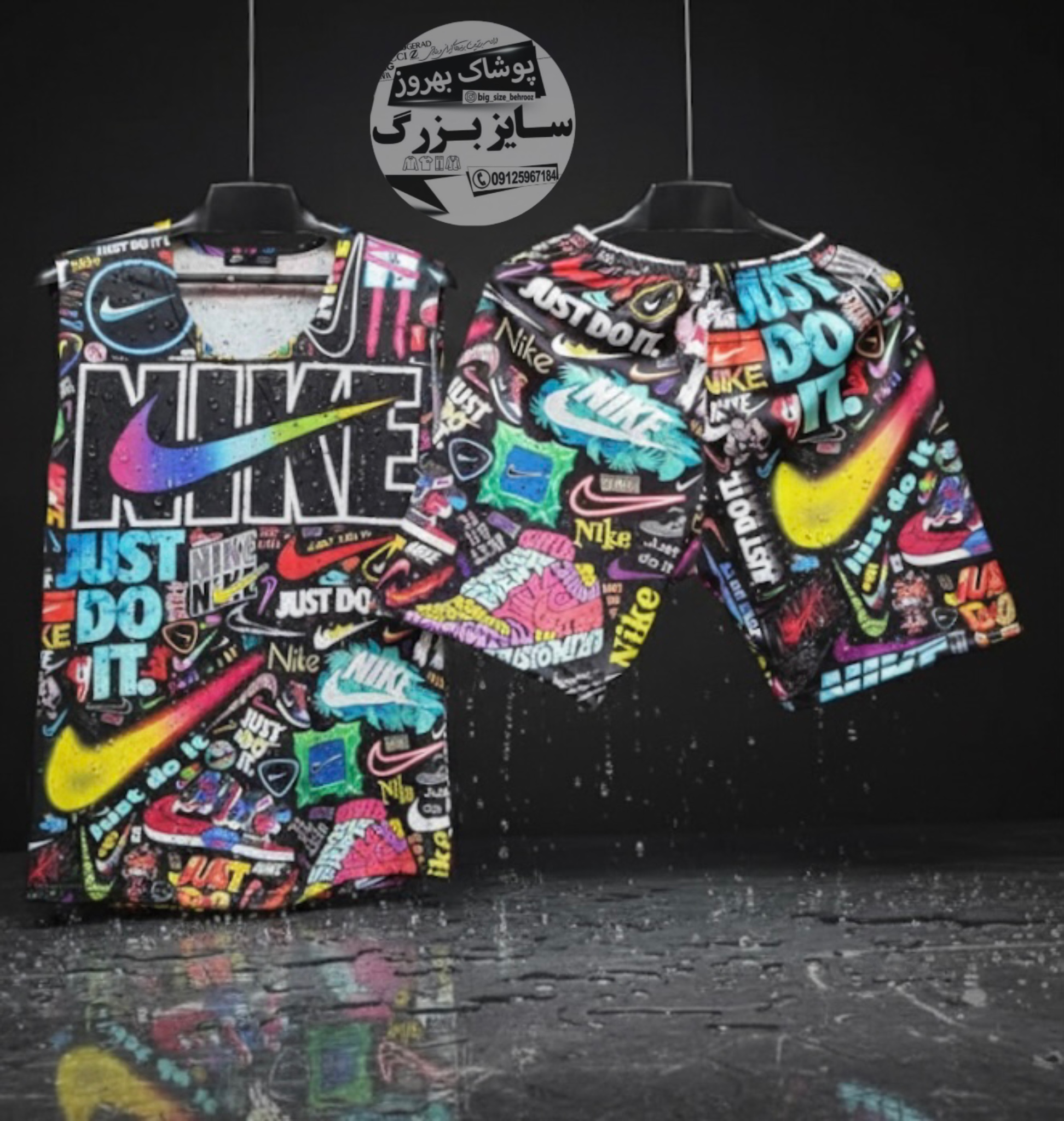 ست تاپ و شلوارک نایک تمام چاپ مردانه اسپرت